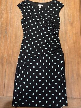 dressbarn Black Dress with Aqua Polka Dots